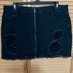 Black Distressed Denim Skirt Forever 21+ size 16